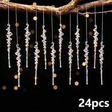 12-60pcs Christmas Tree Icicle Hanging Decorations, Transparent Colorful Acrylic Icicle Pendant Ornaments, Crystal Hanging Decor, Suitable For Christmas Tree, Winter Wedding Party Decoration - Multicolor - View 14