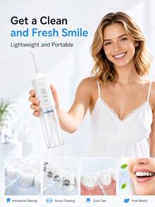 HYUNDAI Multi-Nozzle Water Flosser, Cordless Portable Oral Irrigator With 4 Heads And 3 Modes, Powerful Water Teeth Cleaner For Home Travel - White - View 2