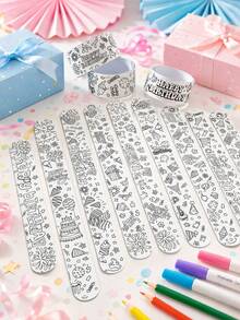 24pcs Birthday Theme Coloring Pages, Party Favors, Birthday Party Interactive Prizes, Party Gifts, Suitable For Filling Birthday Gift Bags (No Other Accessories Included) - A - View 6