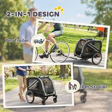 2-In-1 Pet Bike Trailer Dog Stroller Pushchair With Universal Wheel Reflector On-Site - 1 - View 4