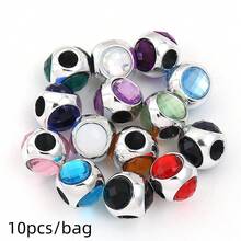 10pcs/Pack Zinc Alloy Three-Sided Rhinestone Large Hole Beads, Bohemian Alloy Loose Beads, DIY Bracelet Necklace Pendant Jewelry Making Accessories - Large-hole Beads - View 15