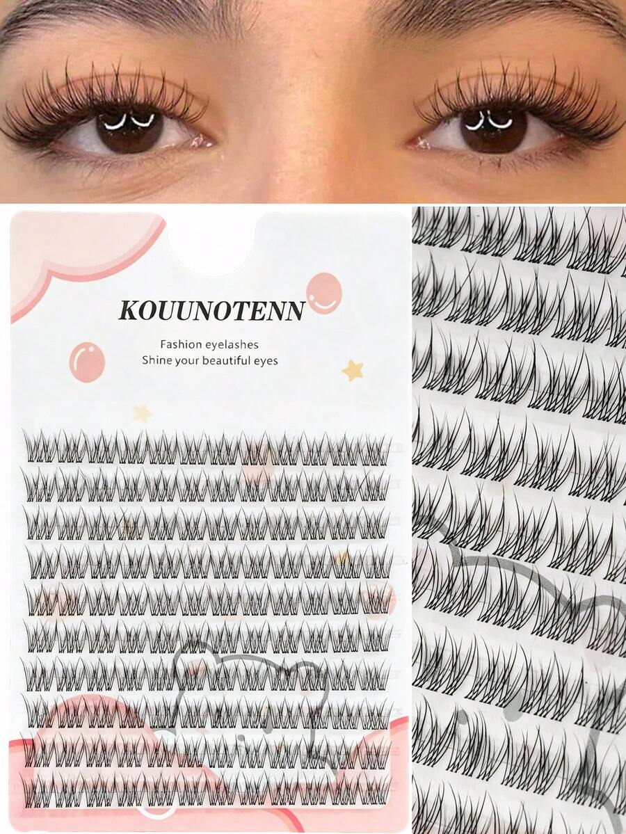 KOUUNOTENN 120pcs C Curl Cluster False Eyelashes, Natural Style Single Cluster Fake Lashes, Soft Ultra-Lightweight DIY Lash Extensions, Suitable For Daily Makeup - View 1