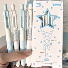 4pcs Ballet Strap Retractable Gel Pen, Aesthetic Quick‑Dry 0.5mm Black Gel Pen, Ideal For Homework, Exam, Journal And Office Writing - Multicolor - View 8