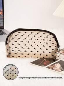 1pc Fashion Mesh Heart Makeup Bag, Travel Toiletry Bag, Large Capacity Storage Bag, Suitable For Toiletries And Essentials Storage, Girls Holiday Gift - Heart Mesh Storage Bag - View 9