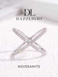 1pc 1ct Exquisite Fashion X-Shaped Moissanite Wedding Ring, 925 Sterling Silver, Suitable For Women's Wedding And Daily Wear - X-shaped Diamond Moissanite Ring - View 1