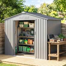7 X 4ft Lockable Metal Garden Storage Shed Storage - Light On-Site - 1 - View 8