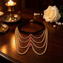 1pc Ins Popular Sweet Cool Style Metal Women's Leg Chain Accessory, Multi-Layer Fine Chain Combination, Versatile Beach Music Festival Leg Jewelry - Gold - View 4