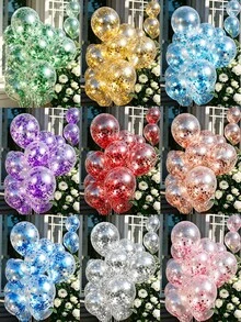 10pcs 12 Inch Gold Confetti Latex Balloons Glitter Transparent Helium Balloons Wedding Birthday Party Decorations - 12-inch - View 1