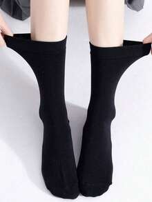 10 Pairs Women's Solid Color Wide Opening Comfortable Minimalist Maternity Socks, (1Pair/3Pairs/5Pairs) - Multicolor - View 2