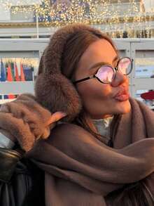 1pc Winter Faux Rabbit Fur Ear Muffs, Warm Thermal Lining Foldable Ear Muffs, Windproof Foldable Ear Muffs Winter Accessory - A - View 3