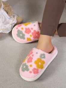 Sandal Wanita Shu Rui Motif Bunga Lucu Warna Pink, Sandal Rumah Tertutup dengan Motif Bunga Warna-warni, Sandal Kasual untuk Dalam dan Luar Ruangan - Berwarna merah muda - View 7