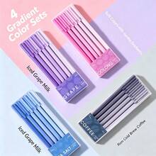 Gradient Gel Pen Set, 4 Sets Aesthetic Pastel Colors, 0.5mm Fine Tip Black Ink Retractable Cap Diary Pens, For Note-Taking, School And Office Supplies - Sets - View 1