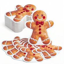 Christmas Gingerbread Man Shaped Paper Napkins, Holiday Party Disposable Napkins, Suitable For Holiday Gatherings, Christmas Table Decor And Party Favors - Multicolor - View 1