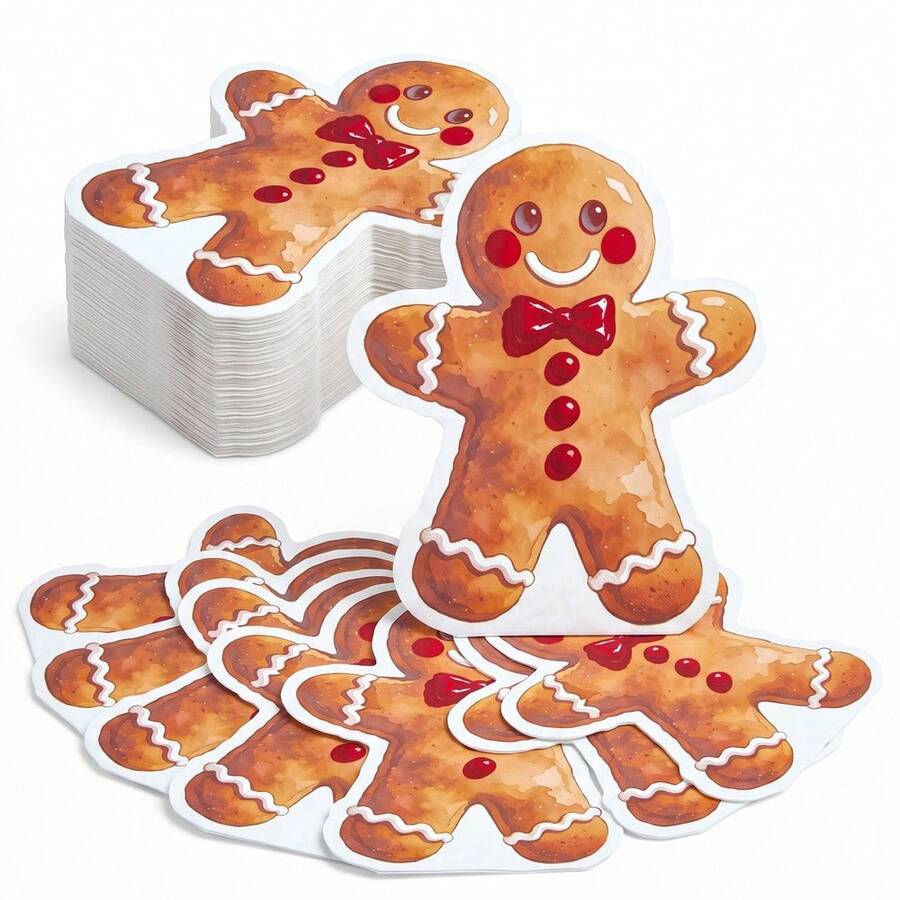Christmas Gingerbread Man Shaped Paper Napkins, Holiday Party Disposable Napkins, Suitable For Holiday Gatherings, Christmas Table Decor And Party Favors - Multicolor - View 1