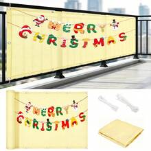 Balcony Privacy Screen, Christmas DIY Yard Decor, Balcony Railing Privacy Screen + Detachable Christmas Bunting, Reusable Porch, Fence Cover Decoration With Rope Ties - Beige - Multicolor - View 8
