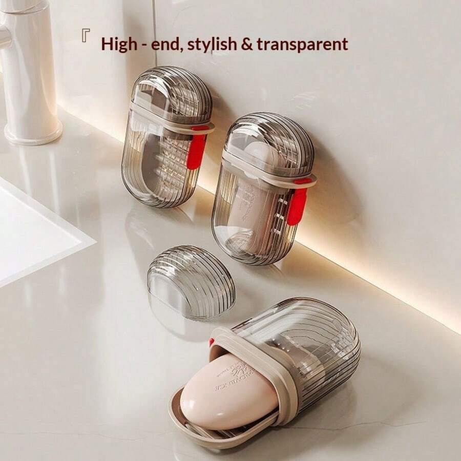 1pc Portable Travel Soap Box, Waterproof With Drainage Rack, Travel Storage Soap Holder With Lid For Business Trips