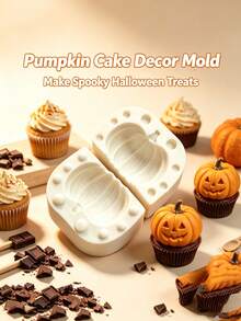 Halloween Pumpkin 3D Silicone Mold, Fall & Thanksgiving Fondant Chocolate Cake Decorating Tray, DIY Baking Tool For Candy, Polymer Clay, Cookies, Pastry & Sugar Art, Reusable Kitchen Baking Supplies - Beige - View 7