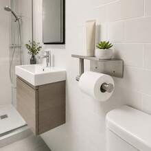 Stainless Steel Wall-Mounted Toilet Paper Holder With Shelf - Stylish Bathroom Accessory, Space-Saving - A - View 3