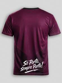 Men Porto Dragon Stripe Print Soccer Jersey, Moisture‑Wicking Quick‑Dry Breathable Short‑Sleeve Football Shirt For Training Match Daily Wear, Gift - Burgundy - View 3