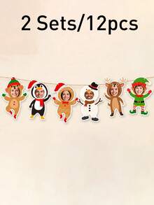 Custom Photo Christmas Banner, Personalized Christmas Party Decor, Cute Wall Hanging Garland, Customized Tree Ornament Accent, Customizable Living Room Decor Keepsake, Holiday Home Decor, Xmas Gift For Family Friends, Room Decor,Christmas Decorations - Style D - View 7