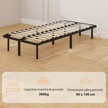 3ft Single Bed Frame, Metal Platform Bed Frame With 2 X 14 Wood Slats, No Box Spring Needed, Underbed Storage, Black On-Site - Black + Steel - View 11