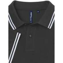 Roly Asquith & Fox Mens Classic Fit Tipped Polo Shirt - Charcoal/ White - View 2