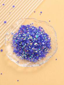 2MM-6MM 混合尺寸 2000顆/包 圓形平底樹脂水鑽 軟糖 AB 色 閃亮亮片 DIY 鑽石貼飾珠，適用於衣服、包包、鞋子、馬克杯、瓶子、保溫杯、手機、DIY 配件 - 寶藍51 - 查看 4