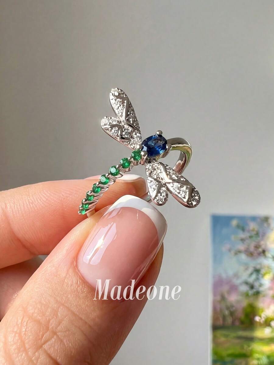 MADEONE 1pc Dragonfly Ring, Inlaid With Colorful Cubic Zirconia, Women's Jewelry, Suitable For Daily Wear, Ball Party Decoration - Dragonfly - View 1
