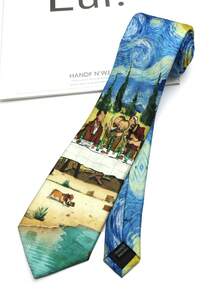 1pc Printed Oil Painting Hand-Painted Tie For Men And Women, Suitable For Casual, Street, Daily, Party, Gift - Multicolor - View 8