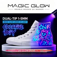 New Fabric Markers Pens 15pcs - 30 Colors / 12pcs - 24 Colors Can Draw And Write On Clothes, Hats, Glow Under UV Light, Easy To Apply, Convenient For Artistic Inspiration, Suitable For Art Classes, Creating Surprises, Especially Perfect For Halloween Graffiti And Holiday Celebrations - Sets - View 7