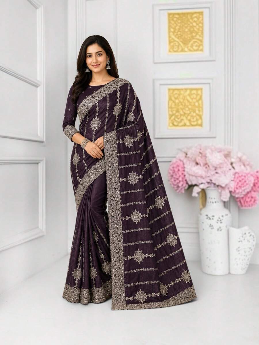 Heavy Designer Traditional Saree, Cultural Wear For Women - Multicolor - View 1