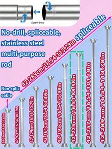 Extra Long Stainless Steel Curtain Rod, Shower Curtain Rod, Curtain Rod, Wardrobe Hanging Rod, Extendable Rod, Laundry Drying Rod, Hanging Rod, Bracket, Kitchen Utensil Storage Rod, Curtain Rod, Adjustable Length, Shower Curtain Rod, Kitchen Bathroom Cabinet Shoe Rack Easily Extendable Rod, Adjustable Stainless Steel Drying Rack, Bathroom Extendable Towel Rod, Drying Rack, Curtain Bar Cabinet Hanging Rod, Extendable Shower Curtain Bar Balcony Railing, Suitable For Curtains, Doors And Bedroom Storage. Telescopic Curtain Rod, Spiral Design, Adjustable Base - Multicolor - View 41