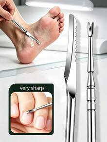 1/2/3pcs Professional Pedicure Dead Skin Fork, Stainless Steel Foot Callus Remover Scraper Exfoliating Tool For Smooth Heels, Home Salon Use Foot Care File - Silver - View 15