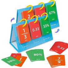 Elementary Math Conversion Flash Card Set, Fraction Decimal Percentage Comparison Cards, Educational Teaching Aids For Home & School Math Practice - Multicolor - View 3