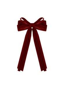 2Pcs Velvet Bow Hair Clips Long Streamer Ribbon Barrettes, Sweet Side Hair Pins For Christmas Party Wedding Photo Shoot Daily Hair Accessories - Multicolor - View 5