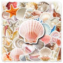 50pcs Seashell Ocean Style Stickers, Suitable For Planner, Laptop, Water Bottle, Refrigerator, Books, Luggage, Table, Helmet, Skateboard, Guitar, Scrapbook, DIY Box, Packaging Label, Party Stickers - Apricot - View 9