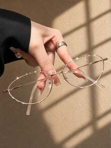 1 Pair Women's Cat Eye Glasses, Solid Color Thin Frame, Clear Lenses For Daily Wear, Fashion Accessory - Multicolor - View 6