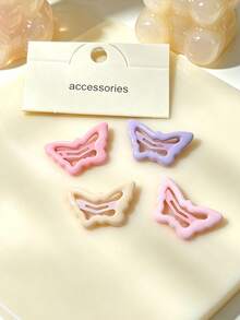 50/30/10pcs Mixed Color Butterfly BB Hair Clips, Side Bang Clips, Cute Style Side Clips, Suitable For Daily Casual Commute, Campus Wear, Women's Hair Accessories - Multicolor - View 4