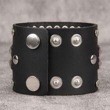 1 buah Gelang Kulit Lebar Gaya Bohemian Punk untuk Pria, Gelang Berlapis dengan Hiasan Paku Keling, Gelang dengan Penutup Jepit yang Dapat Dipersonalisasi, Aksesori Pesta Karnaval, Halloween, Pertunjukan Panggung, Gaya Pasangan Unisex - gelang - View 7