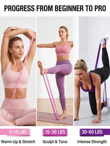 Elastic Resistance Loop Band, 4 Assorted Tension Levels Pull Up Assist Workout Band For Yoga Pilates Home Strength Training - Multicolor - View 7