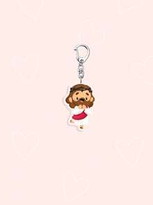 1/6pcs Jesus Lamb Decoration Acrylic Keychain, Multifunctional 2D Acrylic Keychain Pendant, Jesus And Lamb Design, "Jesus Te Ama" Suitable For Decorating Cars And Bags, Also An Ideal Anniversary Gift. - Multicolor - View 4