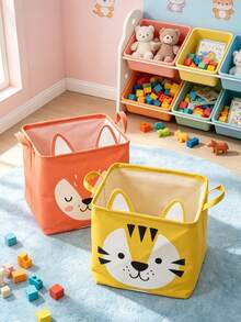 Animal Pattern Storage Basket, Foldable Portable Fabric Organizer Box, Storage For Toys, Clothes And Miscellaneous Items - Multicolor - View 6
