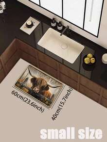 SANJIANGDI 1pc Farmhouse-Style Gaodi Niu Pattern Kitchen Mat, 0.6mm Crystal Velvet Soft And Machine Washable.Suitable For Kitchen,Corridors, Bathrooms, Living Rooms, Outdoor Door Mats, And Toilets. Useable Throughout The Year And For Various Holidays. - Multicolor - View 11