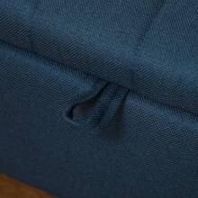 Linen-Look 92 X 31cm Storage Ottoman - Dark Brown On-Site - Blue + Polyester - View 8