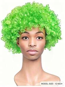 Green Festival Is Joyful, The Colorful African-Style Clown Wigs - Punk Rock Style, Made Of Polyester Fiber, Very Suitable For Cosplay And Party Performances. Halloween Wigs - Green - View 2