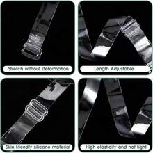 2/8/12pcs Transparent Shoulder Straps, High Elasticity No Constraint, Invisible Buckle, Matte Transparent Shoulder Straps, Bra Accessories, Adjustable, Invisible, Detachable Shoulder Straps, Solid Color Non-Woven Fabric Bra Accessories, Suitable For Women's Lingerie - Multicolor - View 5