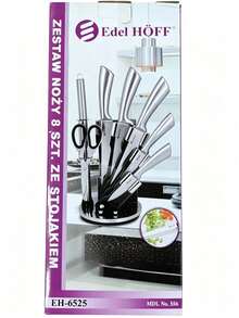8Pcs Stainless Steel Kitchen Knife Set With Rotating Knife Block, Household Cutting Knives For Meat Vegetables, Countertop Organizer For Kitchen Food Preparation - Multiple Specifications - View 10