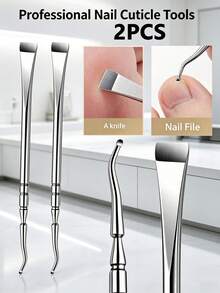 1/2/3pcs Professional Pedicure Dead Skin Fork, Stainless Steel Foot Callus Remover Scraper Exfoliating Tool For Smooth Heels, Home Salon Use Foot Care File - Silver - View 10
