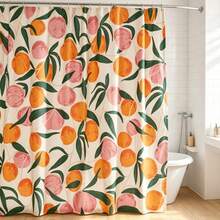 Shower Curtain,1‑Pack Cartoon Peach Fruit Pattern Waterproof Polyester Shower Curtain With 12 Hooks,Machine Washable Decorative Bathroom Curtain,72"W X 72"H For Bathroom Home Decoration - Orange - View 9