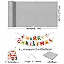 Pembatas Privasi Balkon, Dekorasi Halaman DIY Natal, Pembatas Privasi Pagar Balkon + Hiasan Natal yang Dapat Dilepas, Dekorasi Penutup Teras dan Pagar yang Dapat Digunakan Kembali dengan Tali Pengikat, Dekorasi Natal - Abu-abu - Beraneka warna - View 14